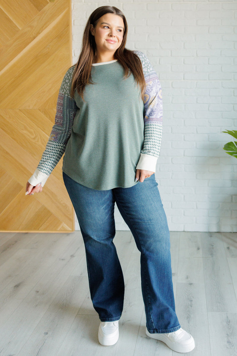 Hazel Blues® |  Very Curious Mixed Print Top