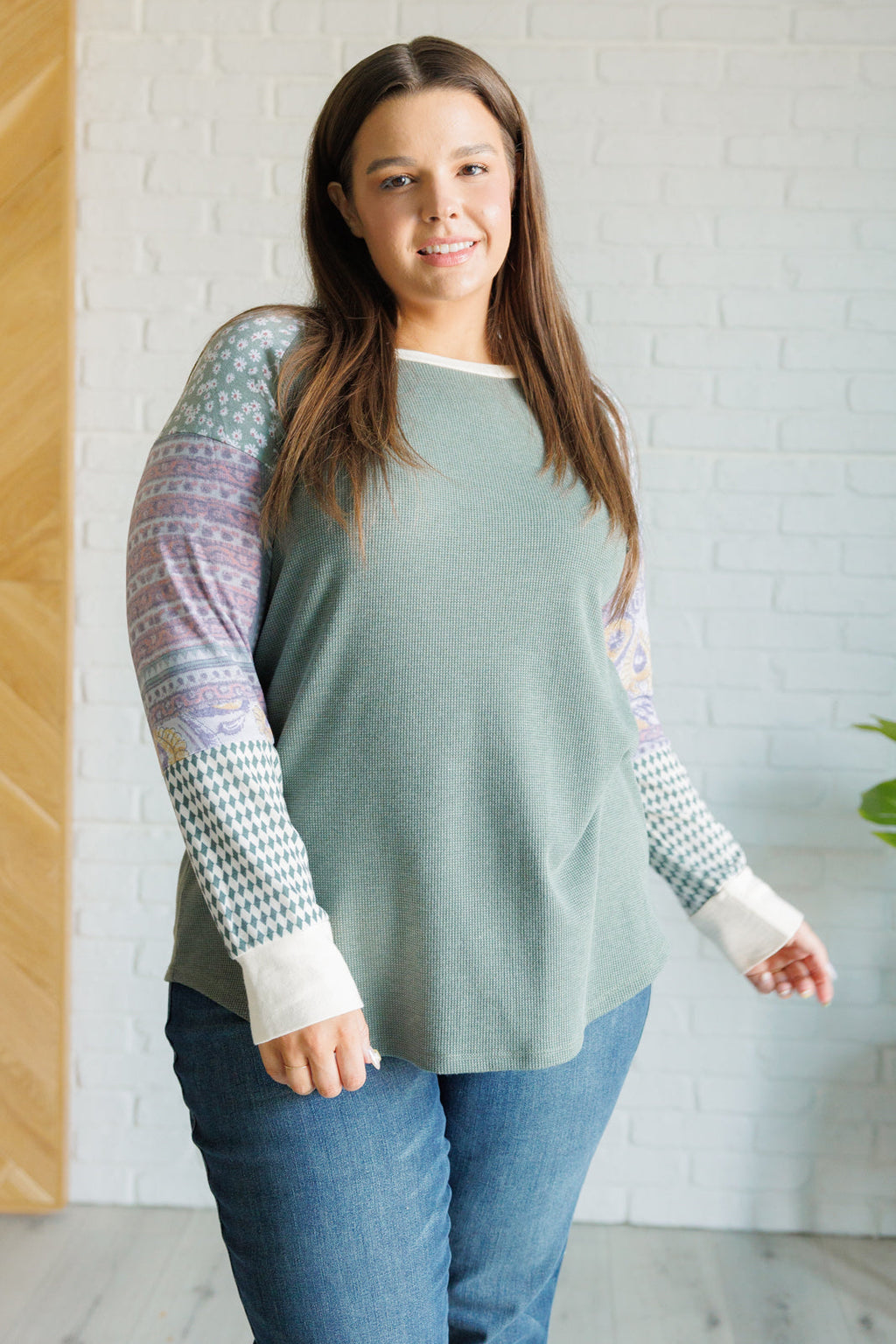 Hazel Blues® |  Very Curious Mixed Print Top