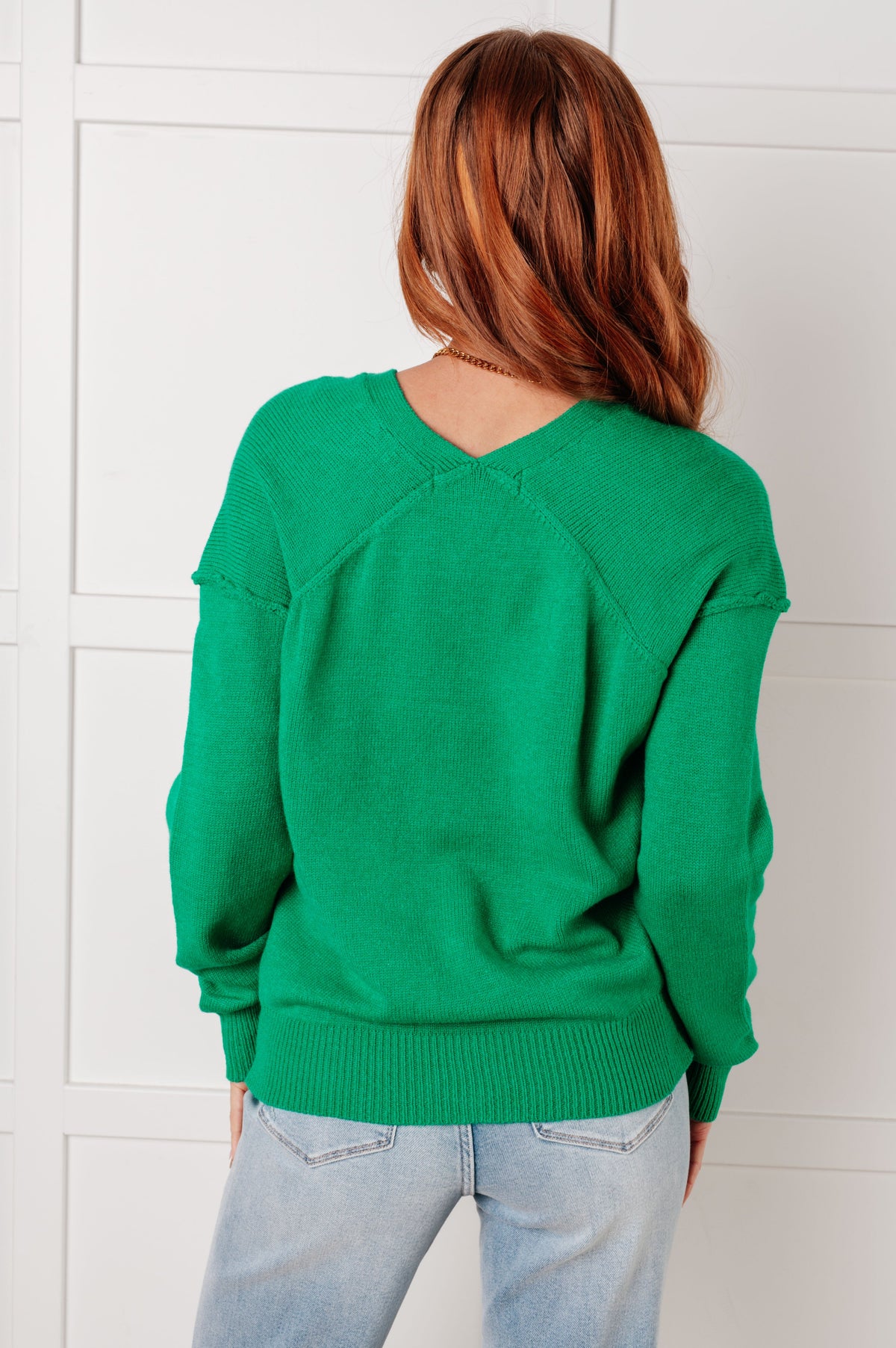 Hazel Blues® |  Very Understandable V-Neck Sweater in Green