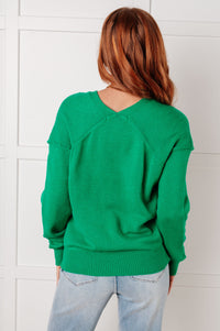 Hazel Blues® |  Very Understandable V-Neck Sweater in Green