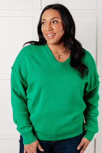 Hazel Blues® |  Very Understandable V-Neck Sweater in Green