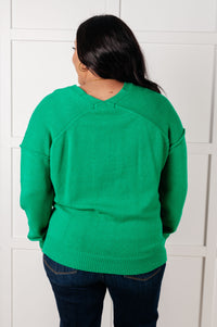 Hazel Blues® |  Very Understandable V-Neck Sweater in Green