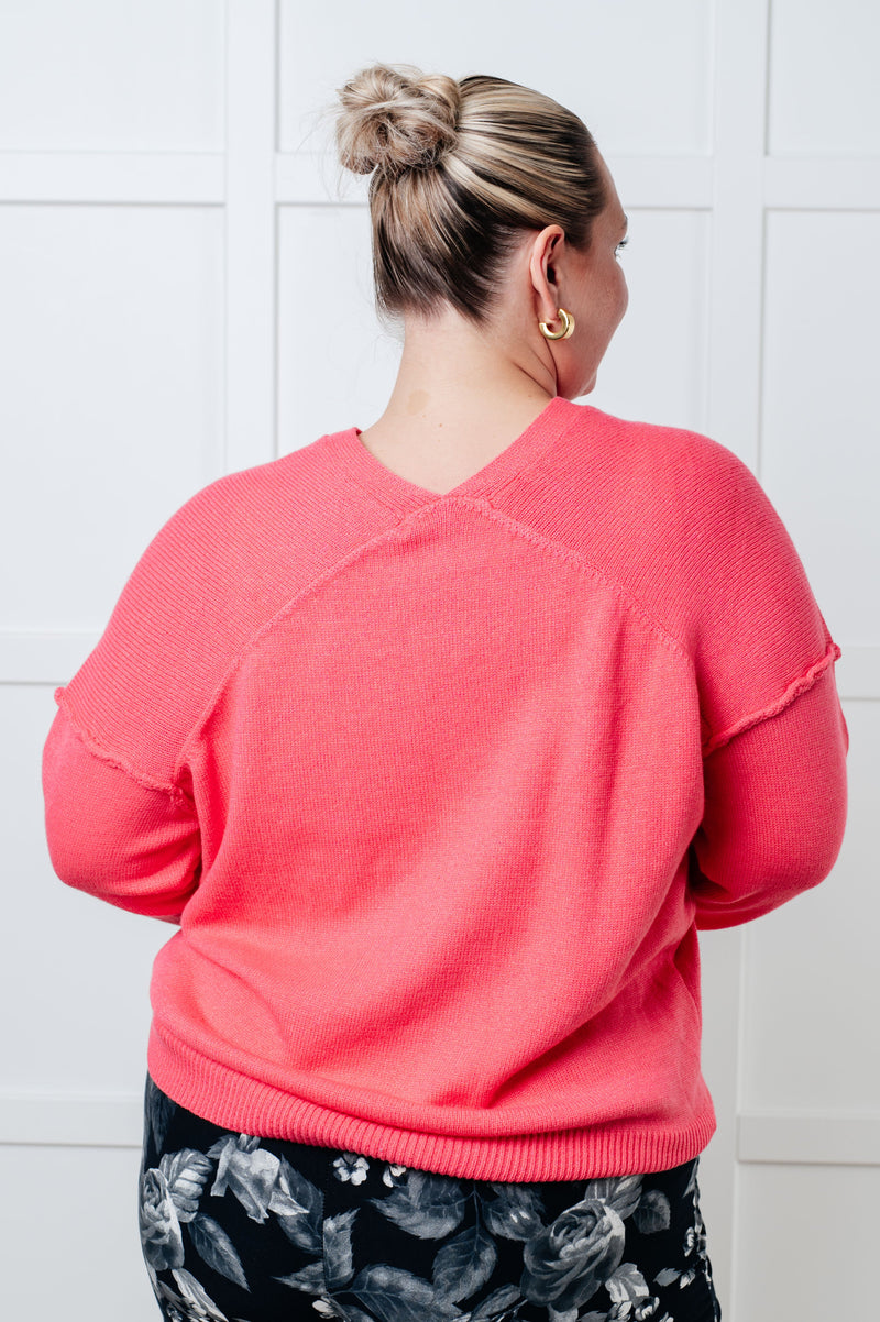 Hazel Blues® |  Very Understandable V-Neck Sweater in Pink