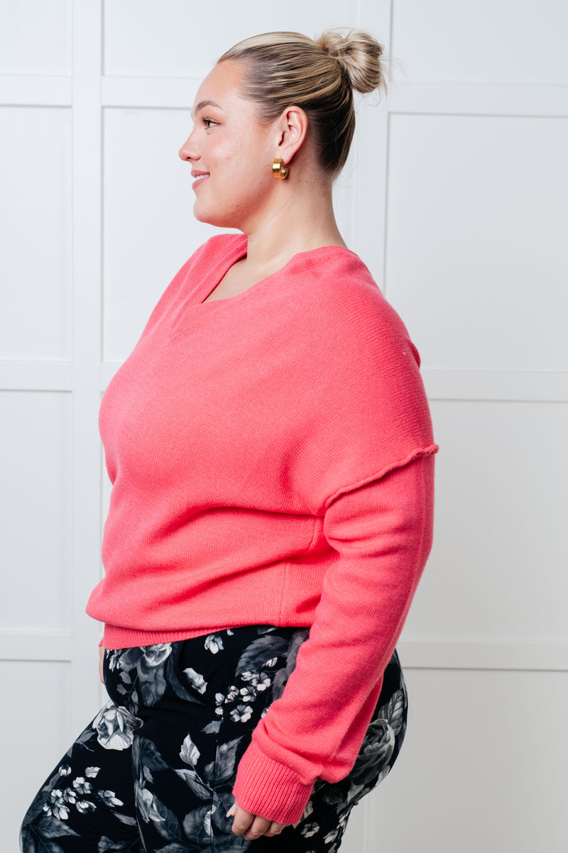 Hazel Blues® |  Very Understandable V-Neck Sweater in Pink