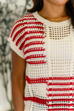 Hazel Blues® |  Vibes Don't Lie Net Tee Red Striped