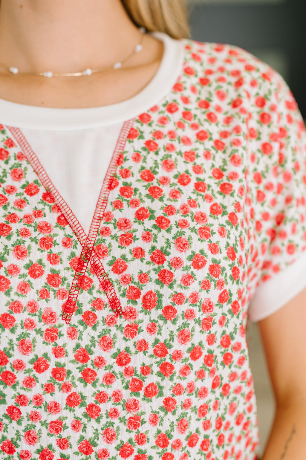 Hazel Blues® |  Vivid Memories Relaxed Top in Tomato Red