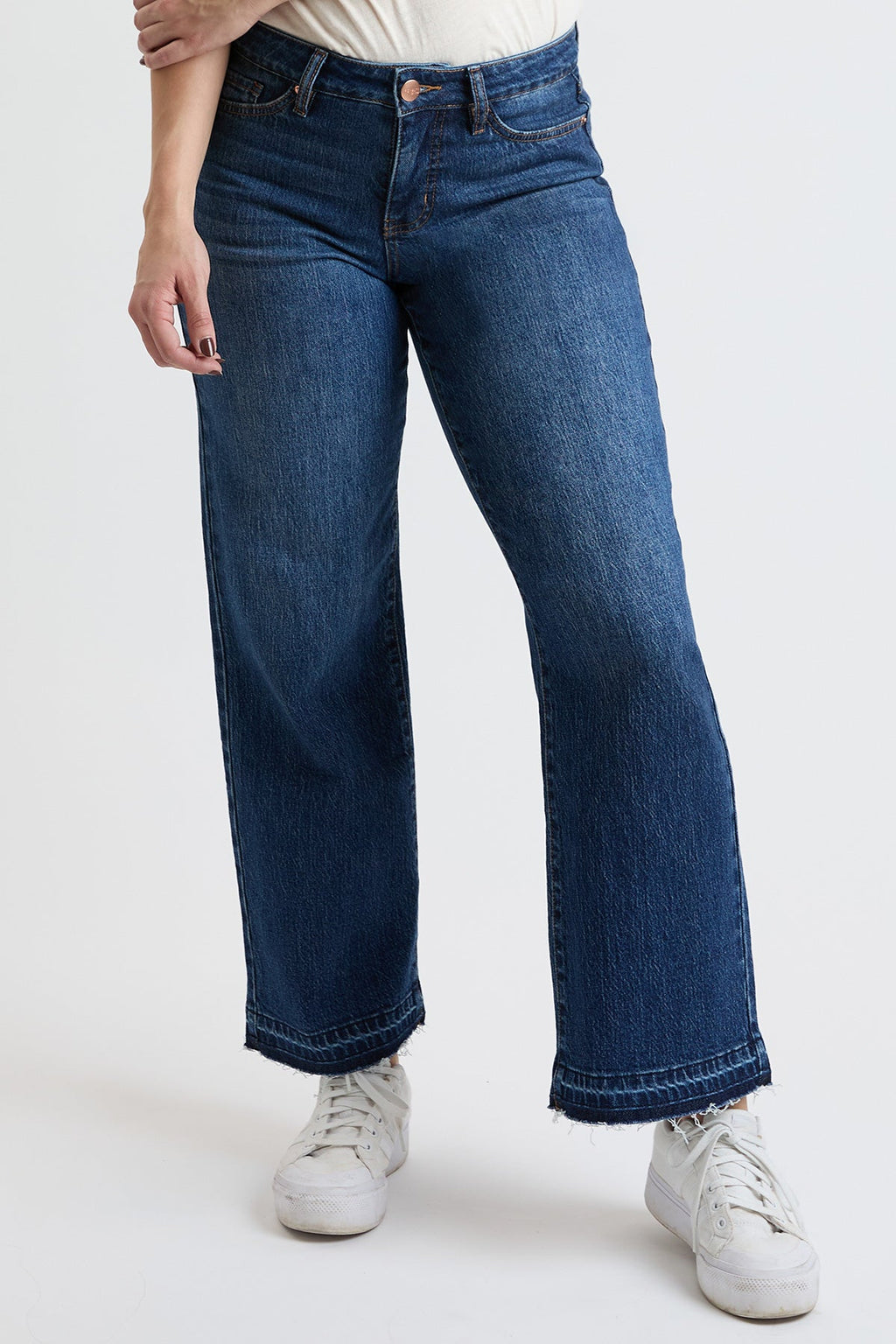 Luxe Wide-Leg Jeans with Raw-Hem
