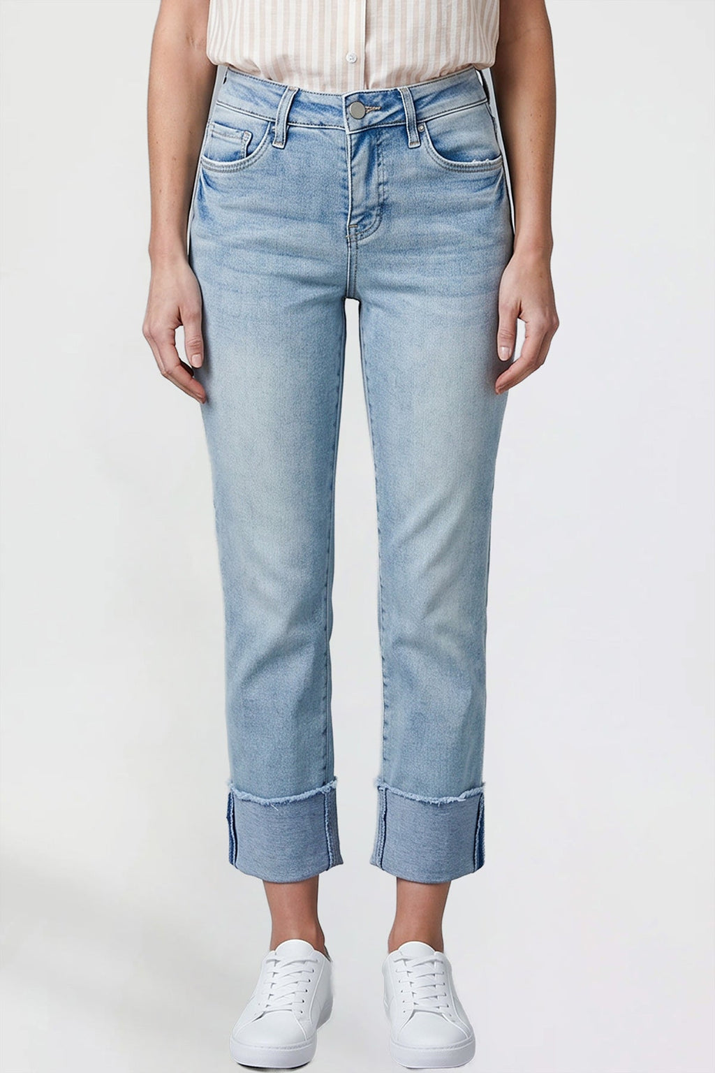 Premium-Stretch Cropped Mega Cuff Jeans