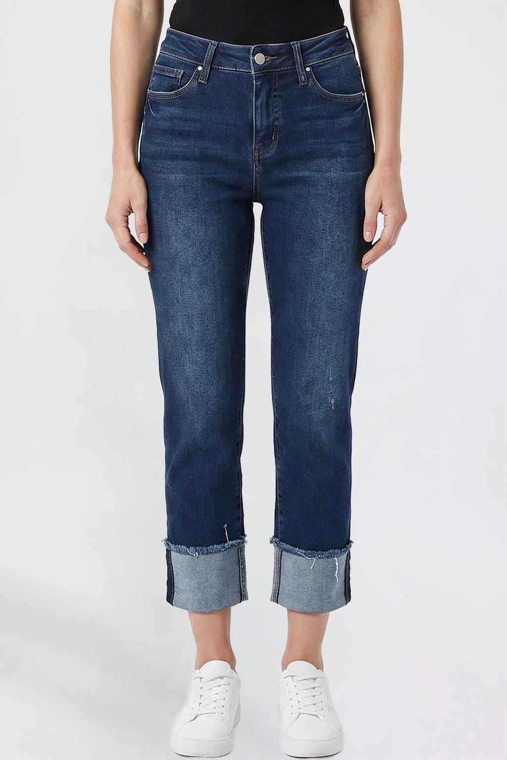 Premium-Stretch Cropped Mega Cuff Jeans