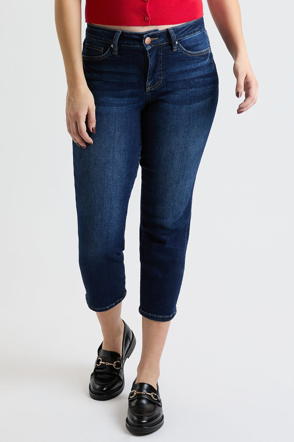 Premium-Stretch Cropped Slim Straight-Leg Jeans - Classic Wash