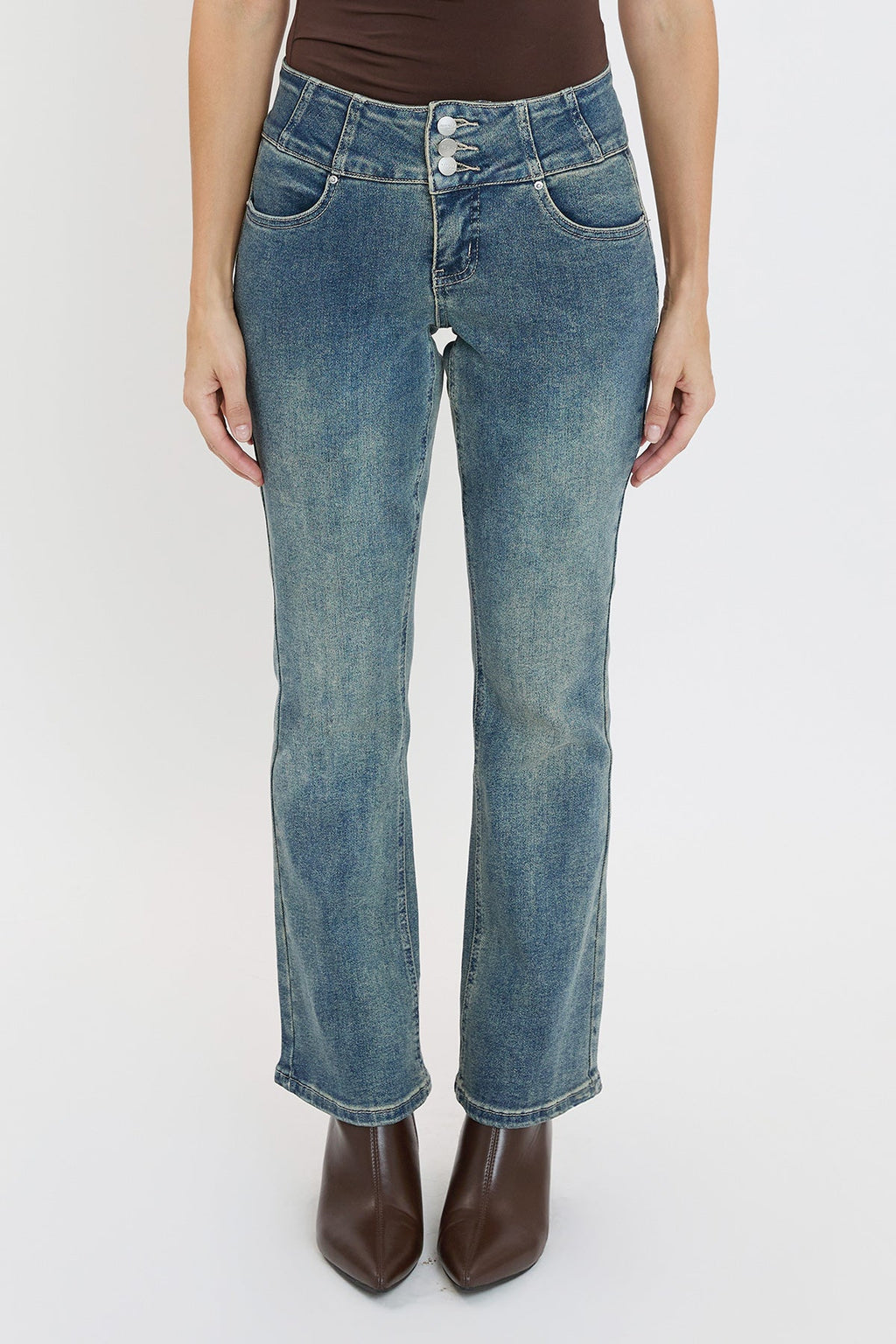 3-Button Premium-Stretch Bootcut Jeans - Style 1