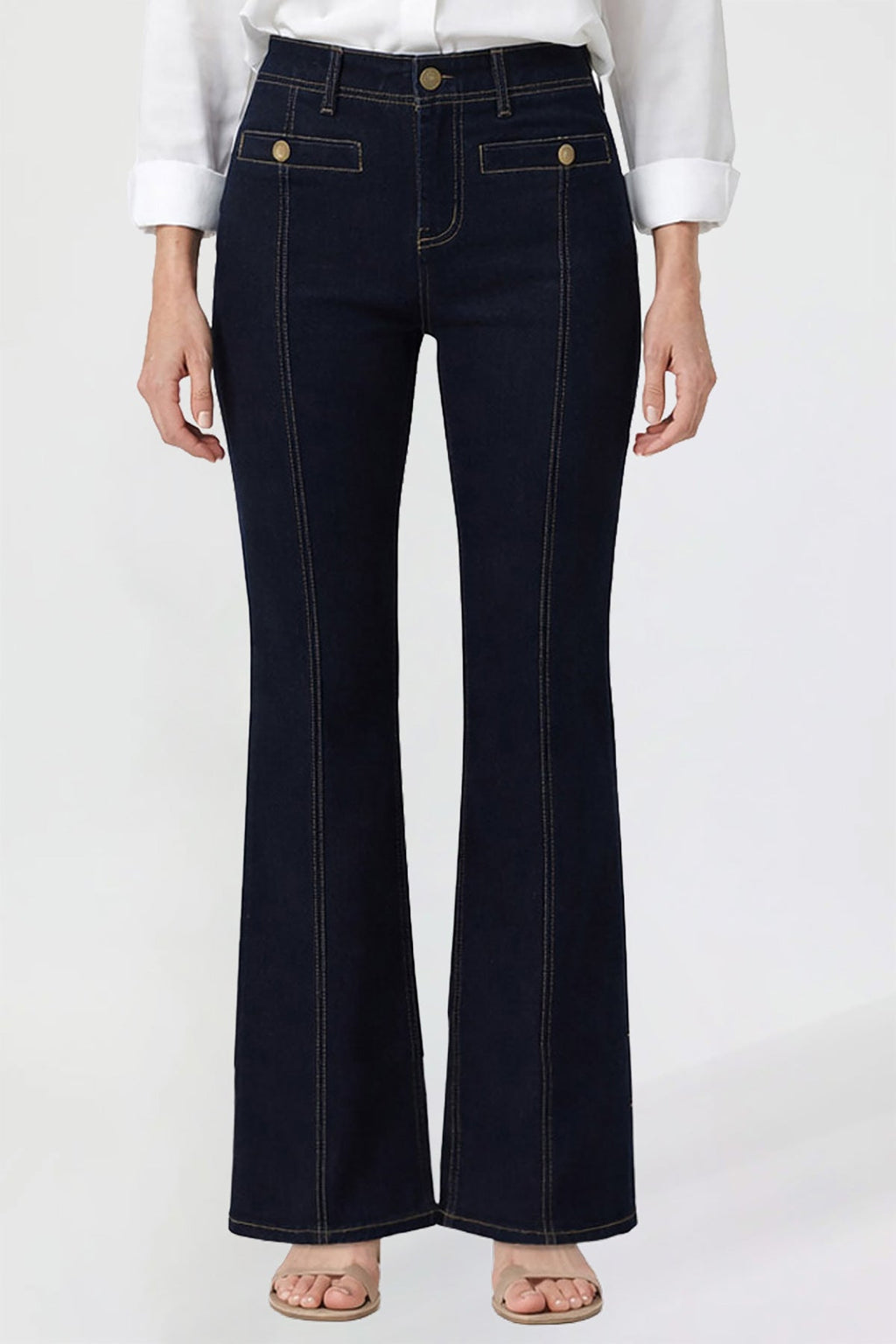Pin Tuck Bootcut Jeans