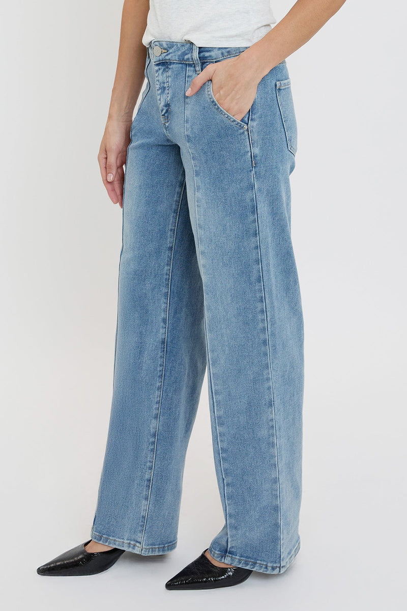 Front-Seam Wide-Leg Jeans - Sky Blue – Hazel Blues®