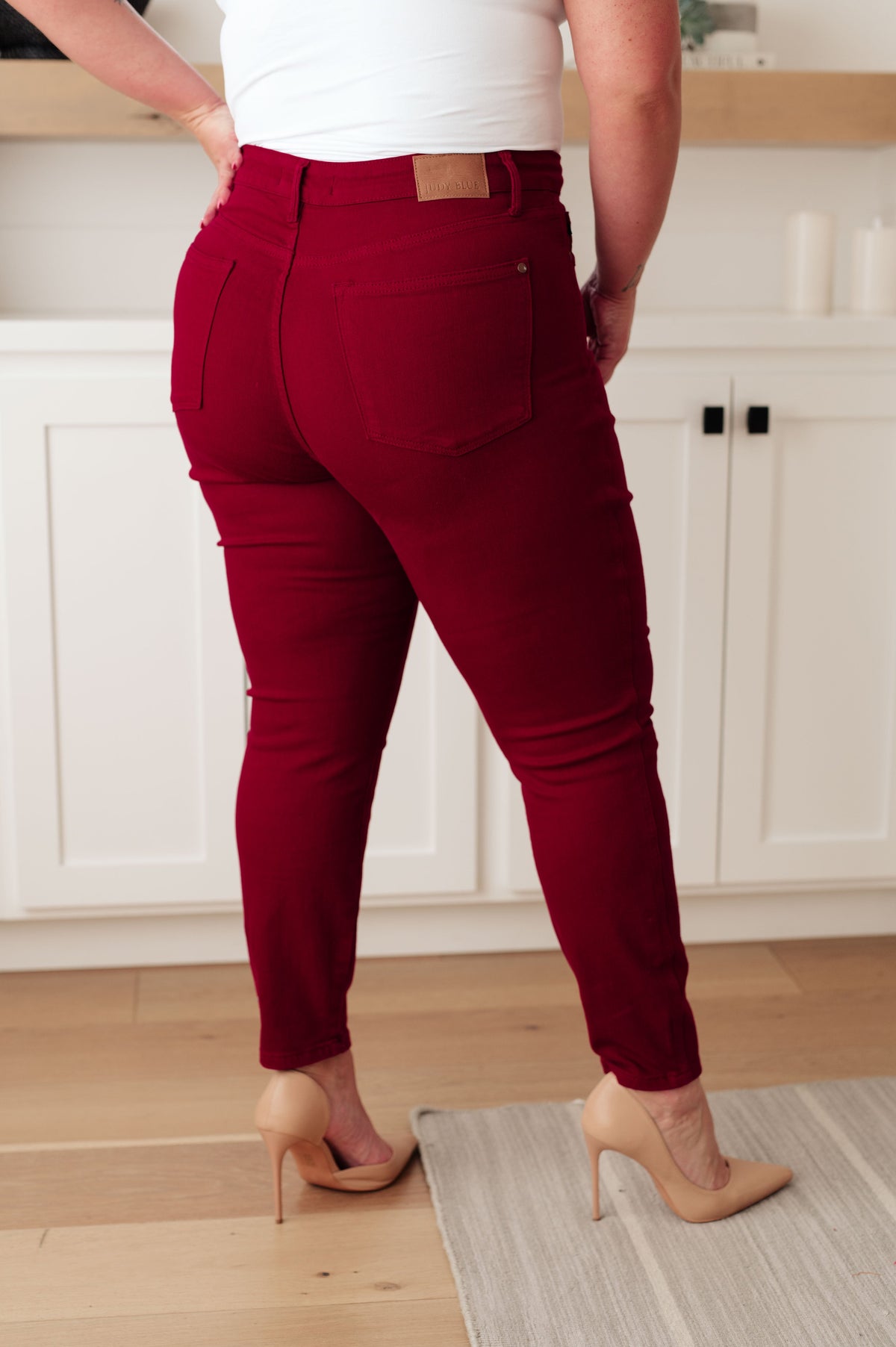 Hazel Blues® |  Wanda High Rise Control Top Skinny Jeans Scarlet