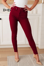 Hazel Blues® |  Wanda High Rise Control Top Skinny Jeans Scarlet