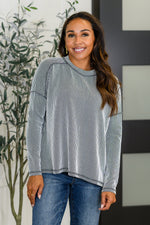 Hazel Blues® |  Wander & Rest Cable Ribbed Knit Drop Shoulder Top in Black/White