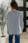 Hazel Blues® |  Wander & Rest Cable Ribbed Knit Drop Shoulder Top in Black/White