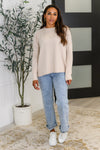 Hazel Blues® |  Wander & Rest Cable Ribbed Knit Drop Shoulder Top in Sand Beige