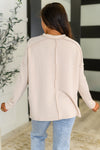 Hazel Blues® |  Wander & Rest Cable Ribbed Knit Drop Shoulder Top in Sand Beige