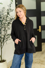 Hazel Blues® |  Warm Intentions Henley Pullover in Black