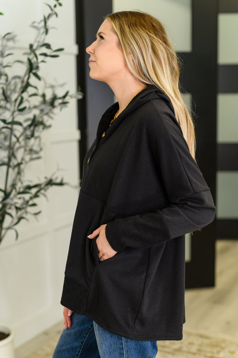 Hazel Blues® |  Warm Intentions Henley Pullover in Black