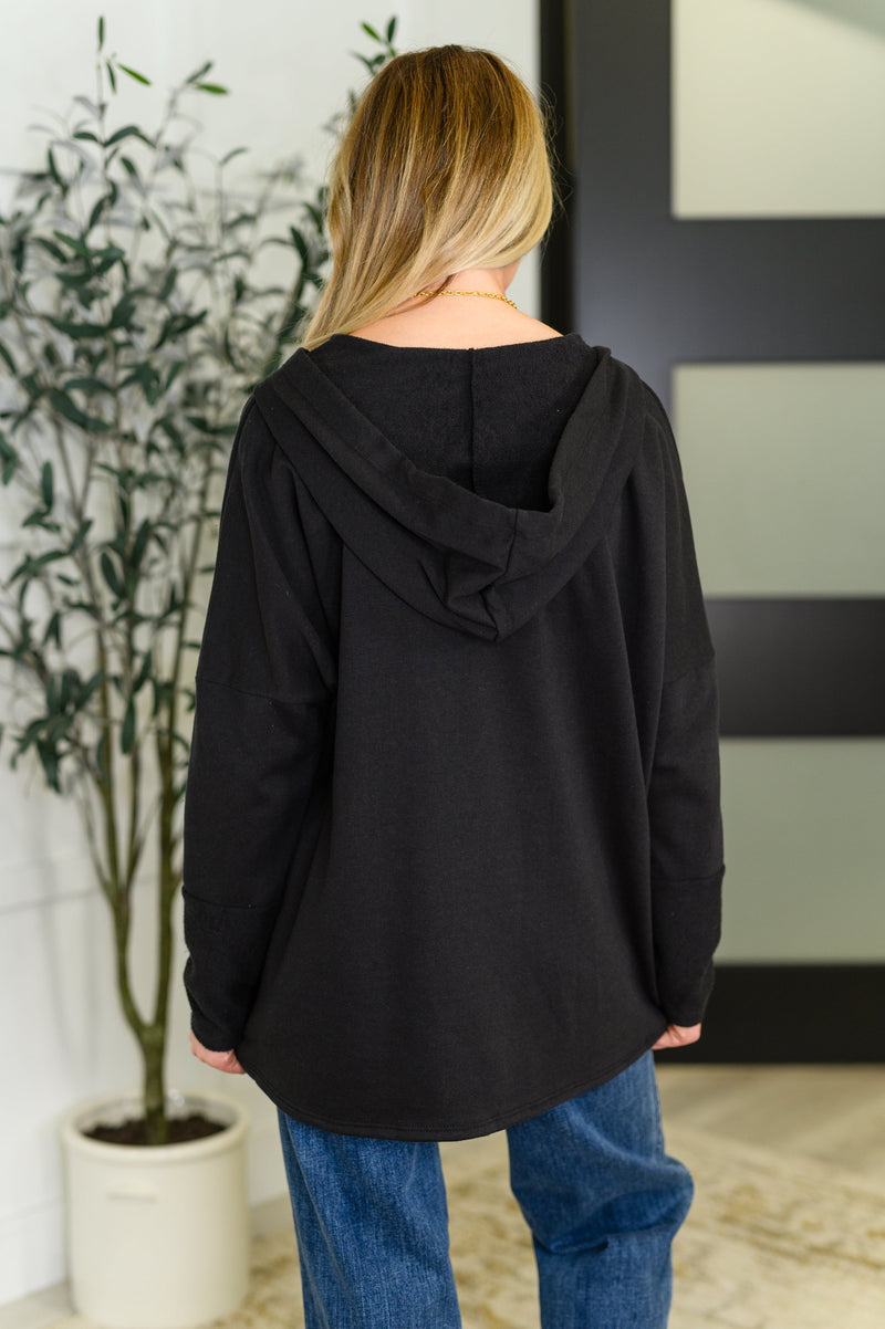 Hazel Blues® |  Warm Intentions Henley Pullover in Black