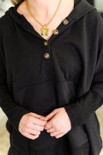 Hazel Blues® |  Warm Intentions Henley Pullover in Black