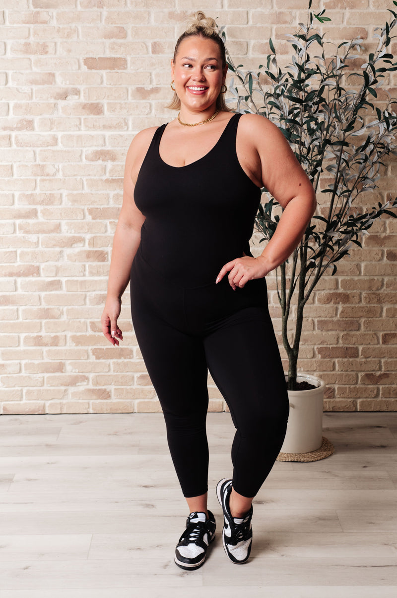 Hazel Blues® |  Way to Push Active Bodysuit in Black