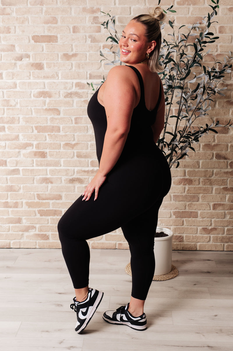 Hazel Blues® |  Way to Push Active Bodysuit in Black