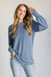 Hazel Blues® |  When the Sun Goes Down Mineral Wash Ribbed Knit Top in Vintage Denim