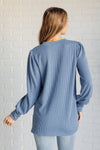 Hazel Blues® |  When the Sun Goes Down Mineral Wash Ribbed Knit Top in Vintage Denim