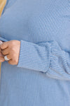 Hazel Blues® |  When the Sun Goes Down Mineral Wash Ribbed Knit Top in Vintage Denim