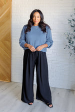 Hazel Blues® |  When the Sun Goes Down Mineral Wash Ribbed Knit Top in Vintage Denim