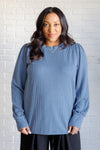 Hazel Blues® |  When the Sun Goes Down Mineral Wash Ribbed Knit Top in Vintage Denim