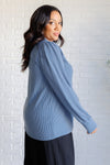 Hazel Blues® |  When the Sun Goes Down Mineral Wash Ribbed Knit Top in Vintage Denim