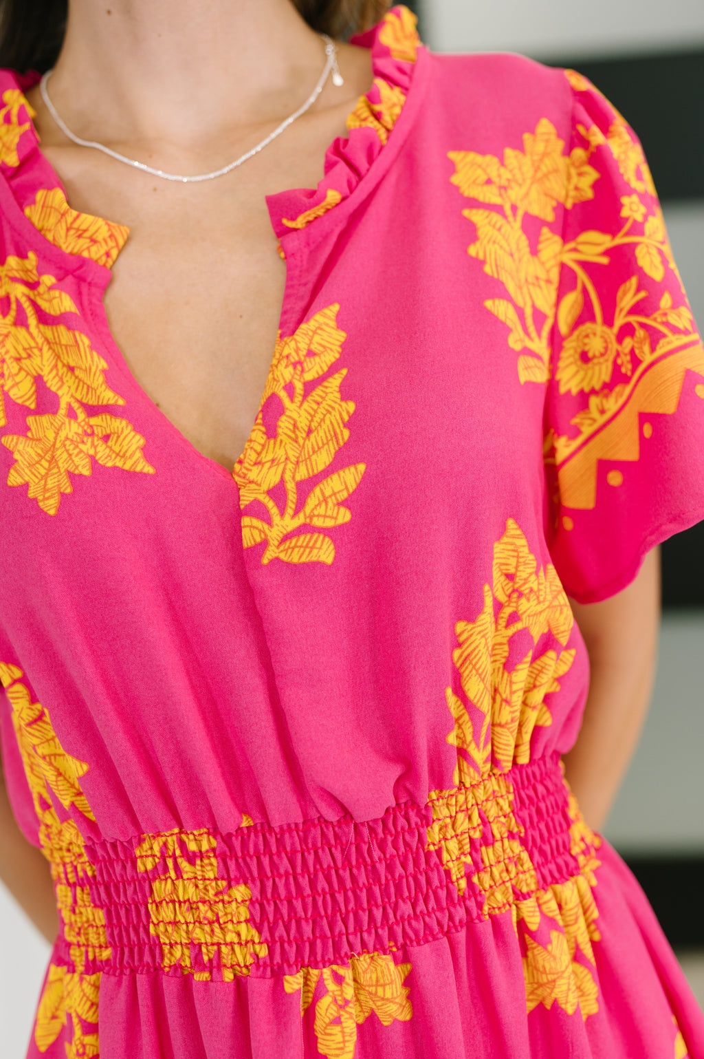 Hazel Blues® |  Whispering Willow V-Neck Dress in Fuchsia