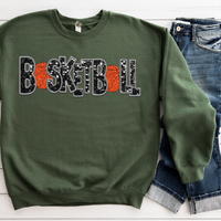 3Blues Designs |   Basketball Faux Chenille Sequin Patches Sweatshirt