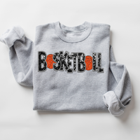 3Blues Designs |   Basketball Faux Chenille Sequin Patches Sweatshirt