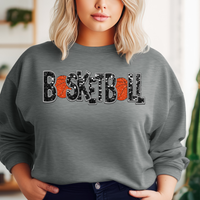 3Blues Designs |   Basketball Faux Chenille Sequin Patches Sweatshirt