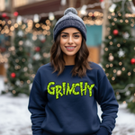 Hazel Blues® |  Grinchy Faux Glitter Graphic Sweatshirt