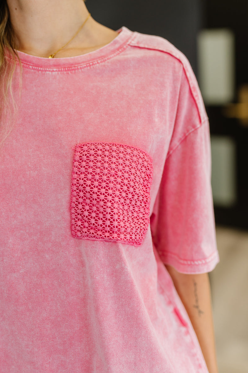 Hazel Blues® |  Who's That Girl Crochet Pocket T-Shirt
