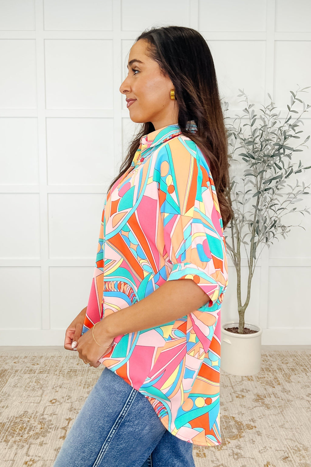 Hazel Blues® |  Wide Eyed Abstract Print Batwing Blouse