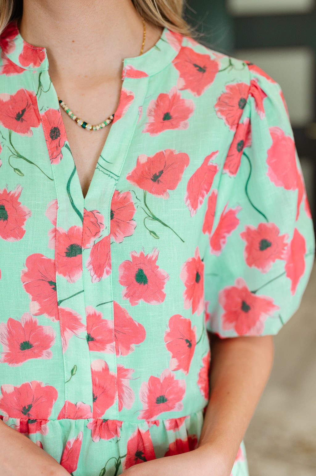 Hazel Blues® |  Wildflower Waltz Gathered Tier Dress in Mint