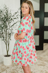 Hazel Blues® |  Wildflower Waltz Gathered Tier Dress in Mint
