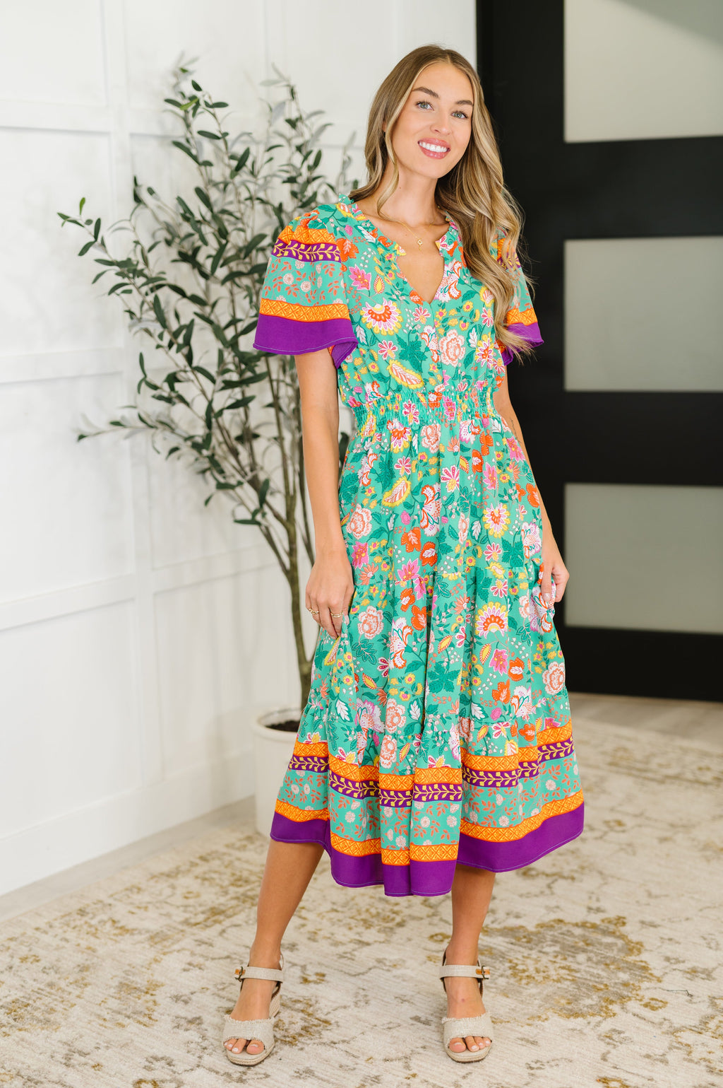 Hazel Blues® |  Wildflower Wish Gathered Tier Dress in Mint