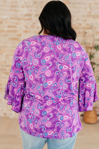 Hazel Blues® |  Willow Bell Sleeve Top in Lavender Paisley