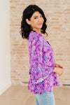 Hazel Blues® |  Willow Bell Sleeve Top in Lavender Paisley