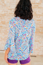 Hazel Blues® |  Willow Bell Sleeve Top in Retro Ditsy Floral