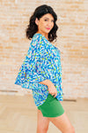 Hazel Blues® |  Willow Bell Sleeve Top in Royal Brushed Multi