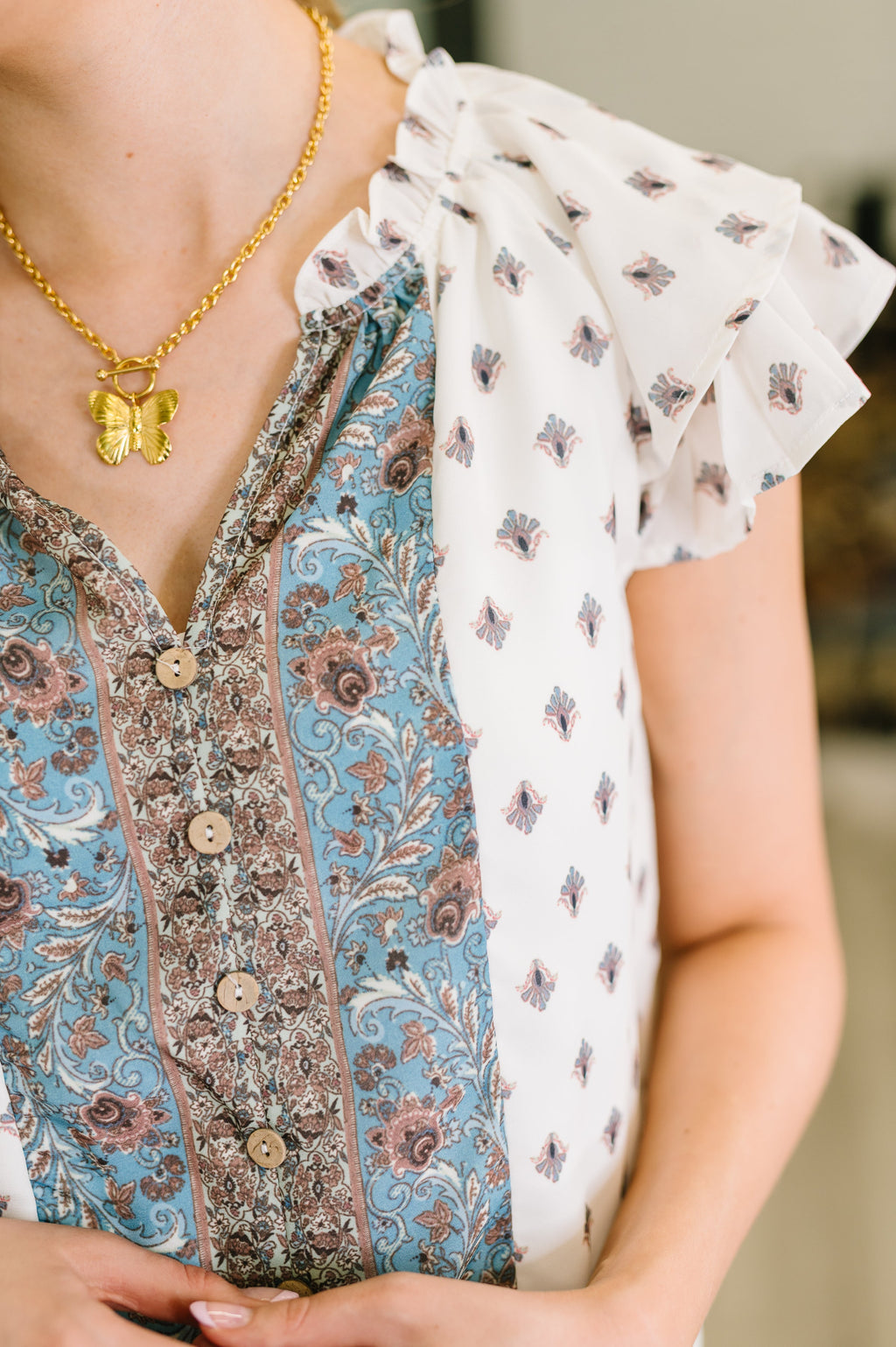 Hazel Blues® |  Willow Breeze Short Sleeve Blouse